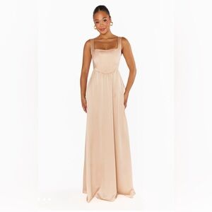 Show Me Your MuMu Nina Maxi Dress in Champagne Luxe Satin